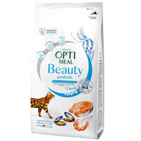 OptiMeal (ОптиМил) Beauty Podium Adult Cat - Сухой корм с морепродуктами для взрослых котов, способствующий поддержанию здоровья кожи и уходу за зубами (1,5 кг) в E-ZOO