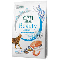 OptiMeal (ОптиМил) Beauty Podium Adult Cat - Сухой корм с морепродуктами для взрослых котов, способствующий поддержанию здоровья кожи и уходу за зубами (4 кг) в E-ZOO