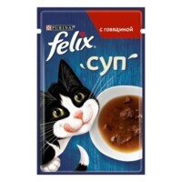 Felix (Фелікс) Soup with Beef - Додатковий консервований корм Суп з яловичиною для котів (48 г) в E-ZOO