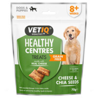 VetIQ Healthy Centers Treats Cheese&Chia Seeds Dogs & Puppies - Ласощі з сиром й чіа для здорових зубів, краси шерсті собак та цуценят (70 г) в E-ZOO