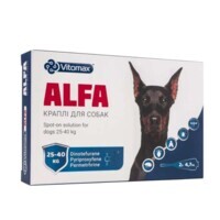 Vitomax (Витомакс) Alfa – Противопаразитарные капли Альфа на холку против блох и клещей для собак (1 пипетка) (25-40 кг) в E-ZOO