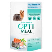 OptiMeal (ОптіМіл) Salmon&Blueberries in Cream Sauce - Консервований корм з лососем та лохиною у кремовому соусі для собак (100 г) в E-ZOO