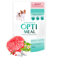OptiMeal (ОптіМіл) Beef&Cranberries in jelly - Консервований корм з яловичиною та журавлиною в желе для собак (100 г) в E-ZOO