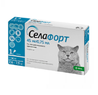 Selafort (Селафорт) by KRKA - Краплі від бліх, кліщів і гельмінтів для кішок (45 мг) в E-ZOO