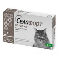 Selafort (Селафорт) by KRKA - Капли от блох клещей и гельминтов для кошек (60 мг) в E-ZOO