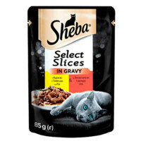 Товар_подарок Sheba Bl&Gold Select Slices - Влажный корм с говядиной и курицей для котов (кусочки в соусе) "Дарим, потому что любим!" (85 г) в E-ZOO