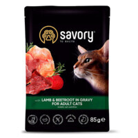 Savory (Сейворі) Lamb&Beetroot in Gravy for Adult Cats - Вологий корм ягня з буряком в соусі для дорослих котів (85 г) в E-ZOO