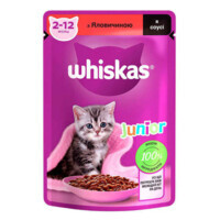 Whiskas (Вискас) - Влажный корм говядина в соусе для котят (85 г) в E-ZOO