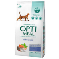 OptiMeal (ОптиМил) Complete Dry Pet Food Salmon – Сухой корм с лососем для стерилизованных кошек (700 г) в E-ZOO