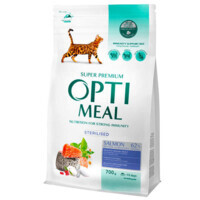 OptiMeal (ОптиМил) Complete Dry Pet Food Salmon – Сухой корм с лососем для стерилизованных кошек (700 г) в E-ZOO