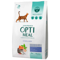 OptiMeal (ОптиМил) Complete Dry Pet Food Salmon – Сухой корм с лососем для стерилизованных кошек (4 кг) в E-ZOO
