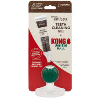 TropiClean (Тропиклин) Enticers Kong Dental Ball - Набор по уходу за ротовой полостью (шарик, гель) со вкусом копченой говяжьей грудки для собак (S) в E-ZOO