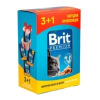 Brit Premium (Бріт Преміум) Cat pouch Salmon&Trout - Набор паучів з лососем та фореллю для котів (4х100 г) в E-ZOO