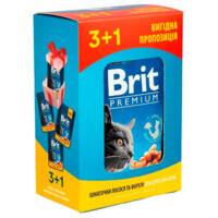 Brit Premium (Бріт Преміум) Cat pouch Salmon&Trout - Набор паучів з лососем та фореллю для котів (4х100 г) в E-ZOO