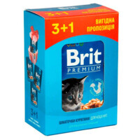 Brit Premium (Брит Премиум) Cat pouch Chicken Chunks for Kitten - Набор паучей с курицей для котят (4х100 г) в E-ZOO
