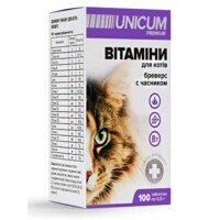 Unicum (Уникум) Premium - Кормовая добавка Витамины бреверс с чесноком для котов (100 таб. / 0,5 г) в E-ZOO