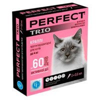 PerFect (ПьорФект) TRIO - Протипаразитарні краплі на холку проти бліх, кліщів та гельмінтів для котів (1 піпетка) (1х0,6 мл) в E-ZOO