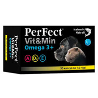 PerFect (ПьорФект) Vit&Min Omega 3 - Вітамінна добавка з жирними кислотами для собак і котів (10 табл. / 1 г) в E-ZOO