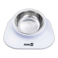 AnimAll (ЭнимАлл) - Миска металлическая на пластиковой подставке для собак и кошек (420 мл) в E-ZOO