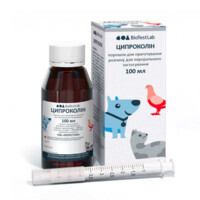 BioTestLab (БиоТестЛаб) Ципроколін - Антибактеріальний препарат широкого спектра дії для котів і собак (100 мл) в E-ZOO