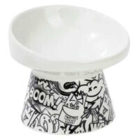 M-Pets (М-Петс) Urbanstyle Tilt'd Raised Ceramic Bowl Black and White - Поднятая керамическая чаша для животных (М (250 мл)) в E-ZOO