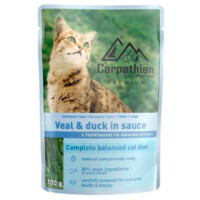 Carpathian Pet Food (Карпатиян Пэт Фуд) Veal and duck in sauce - Влажный корм с телятиной и уткой в соусе для взрослых котов (100 г) в E-ZOO