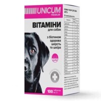 Unicum (Уникум) Premium - Кормовая добавка Витамины с биотином здоровая шерсть и кожа для собак (100 таб. / 0,5 г) в E-ZOO