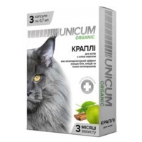 Unicum (Унікум) Organic - Протипаразитарні краплі від бліх та кліщів з олією маргози для котів (3 капс. (0,7 мл)) в E-ZOO