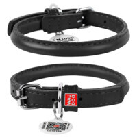 Collar WAUDOG Glamour - Нашийник круглий шкіряний з QR паспортом для собак (XS (0,6х17-29 см)) в E-ZOO