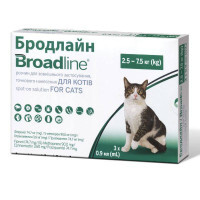 Broadline (Бродлайн) by Boehringer Ingelheim Spot-on - Протипаразитарні краплі спот-он від бліх, кліщів та гельмінтів для котів (2,5-7,5 кг) в E-ZOO