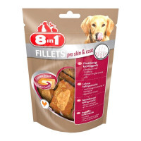 8in1 (8в1) Fillets Pro Skin and Coat - Лакомство-куриное филе для собак, способствующее поддержанию красоты шерсти (80 г) в E-ZOO