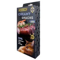 Lucky Star Creamy Snack Tuna - Ласощі Лагідне пюре з тихоокеанського тунця та креветок у стіках для котів (6х10 г) в E-ZOO