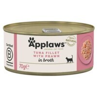 Applaws Natural Cat Food Tuna Fillet with Prawn - Натуральний вологий корм з філе тунця і креветками для котів, банка (шматочки в бульйоні) (70 г) в E-ZOO