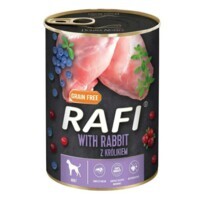 Dolina Noteci RAFI Dog with Rabbit - Консервований корм з кроликом, лохиною та журавлиною для дорослих собак (паштет) (400 г) в E-ZOO