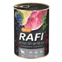 Dolina Noteci RAFI Dog with Beef Tripe and Pork Ham - Консервированный корм с говяжьими желудками, ветчиной, голубикой и клюквой для взрослых собак (паштет) (400 г) в E-ZOO