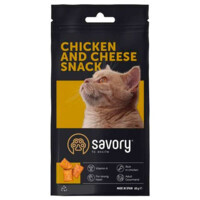 Savory Cats Snacks Pillows Gourmand with Chicken and Cheese - Хрумкі ласощі-подушечки з куркою та сиром для дорослих вибагливих котів (60 г) в E-ZOO