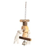 Bubimex Barkwood with Bell - Деревянная игрушка с веревкой и колокольчиком для птиц (9х9х22 см) в E-ZOO