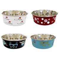 Croci Roxy Assorted Colors - Миска из нержавеющей стали и пластика с нескользящей основой для собак и кошек (450 мл) в E-ZOO