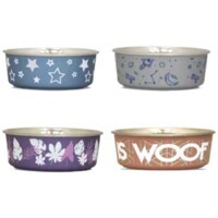 Croci Roxy Satin Assorted Colors - Миска из нержавеющей стали и пластика с резиновой основой для собак и кошек (450 мл) в E-ZOO