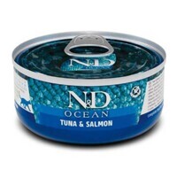 Farmina N&D Grain Free Ocean Tuna&Salmon Adult Cat - Беззерновой консервированный корм с тунцом и лососем для кошек (70 г) в E-ZOO