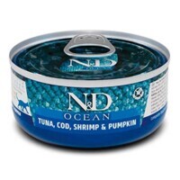 Farmina N&D Grain Free Ocean Tuna, Cod, Shrimp&Pumpkin Adult Cat - Беззерновой консервированный корм с тунцом, треской и креветками для кошек (70 г) в E-ZOO