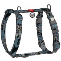 Collar WAUDOG Nylon - Шлея анатомическая H-подобная с рисунком "Тень Бэтмена" и QR-паспортом для собак (М (2х38-60х45-60 см)) в E-ZOO