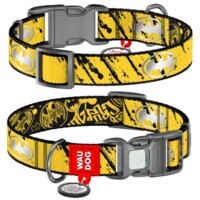 Collar WAUDOG Nylon - Нашийник нейлоновий світловідбивний з малюнком "Бетмен Ескіз" і QR паспортом для собак (S (1,5х25-35 см)) в E-ZOO