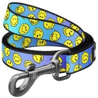 Collar WAUDOG Nylon - Поводок нейлоновый с рисунком "Смайлы на голубом" для собак (М (2х122 см)) в E-ZOO