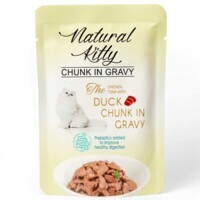 Natural Kitty Chunk in Gravy Chicken, Tuna with Duck - Влажный корм кусочки курицы и тунца с уткой и печенью в соусе для котов (85 г) в E-ZOO