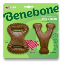 Benebone Tiny 2-Pack - Набор жевательных игрушек Рычаг+Дентал со вкусом бекона для собак мелких пород (Tiny / 2 шт.) в E-ZOO фото №2 Benebone Tiny 2-Pack - Набор жевательных игрушек Рычаг+Дентал со вкусом бекона для собак мелких пород (Tiny / 2 шт.) в E-ZOO