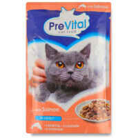 PreVital with Salmon in Gravy - Влажный корм с лососем для взрослых кошек (100 г) в E-ZOO
