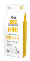 Brit Care (Брит Кеа) Mini Grain Free Hair & Skin - Сухой беззерновой корм с лососем и сельдью для взрослых длинношерстных собак миниатюрных пород (7 кг) в E-ZOO