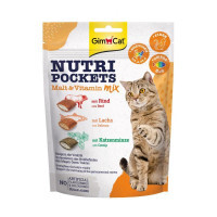 GimCat (ДжимКет) Nutri Pockets Malt-Vitamin Mix - Подушечки з корисною начинкою для котів (150 г) в E-ZOO