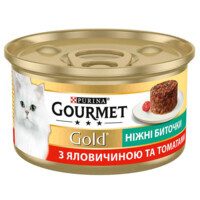 Gourmet (Гурмэ) Gold - Консервированный корм "Нежные биточки" с говядиной и томатами для кошек (85 г) в E-ZOO